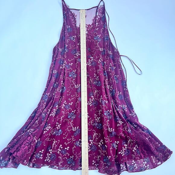 FREE PEOPLE INTIMATELY BURGUNDY LACE FLORAL PRINT SHEER DRESS NIGHTGOWN NWT LG - Picture 9 of 15